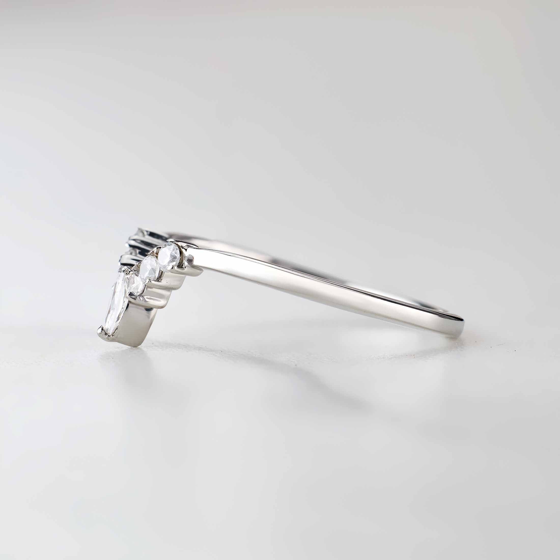 Enhancer Curved Wedding Band AAA CZ Diamond Engagement Ring 14k Rose Gold