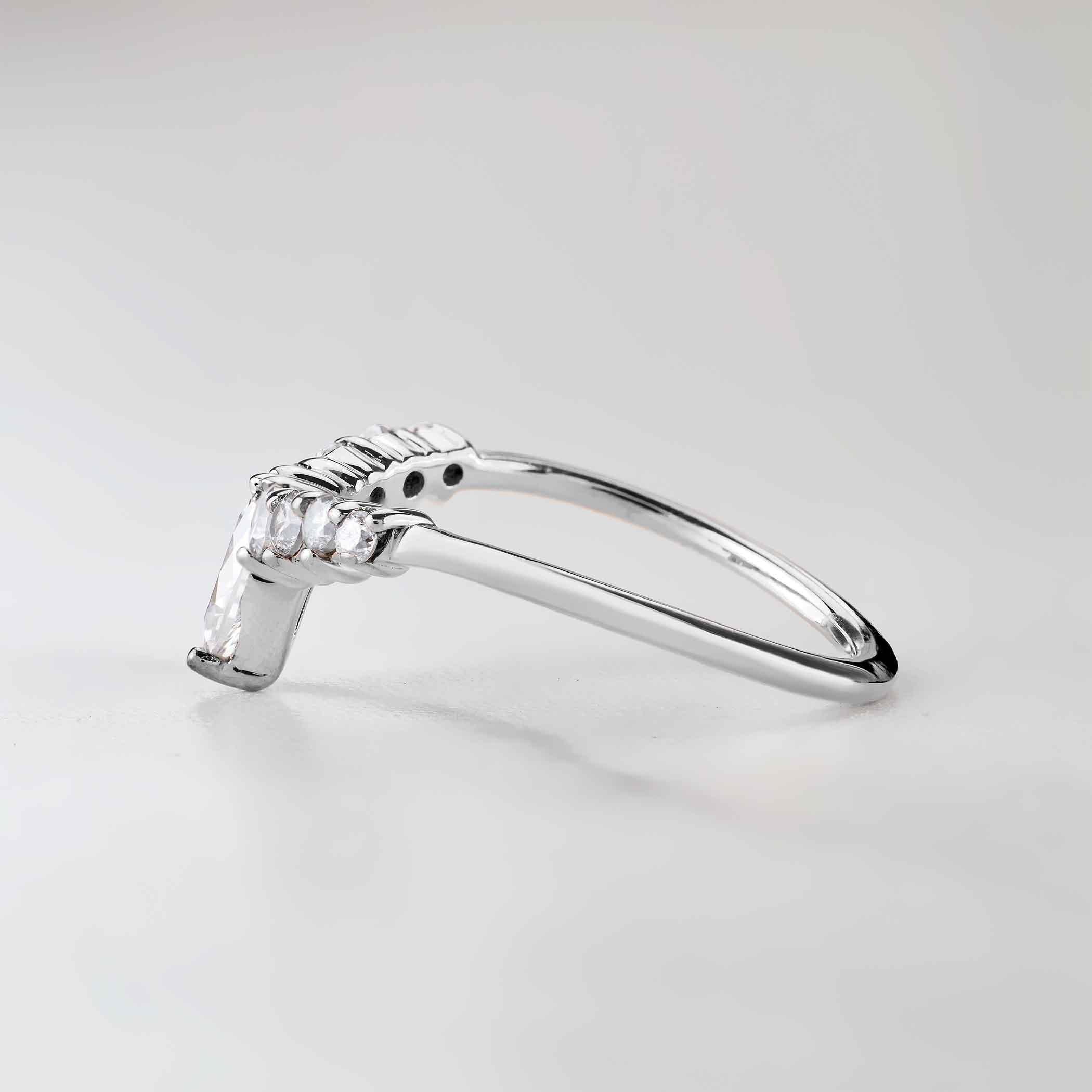 Marquise Curved Wedding Band Women Vintage Engagement Enhancer Ring Silver