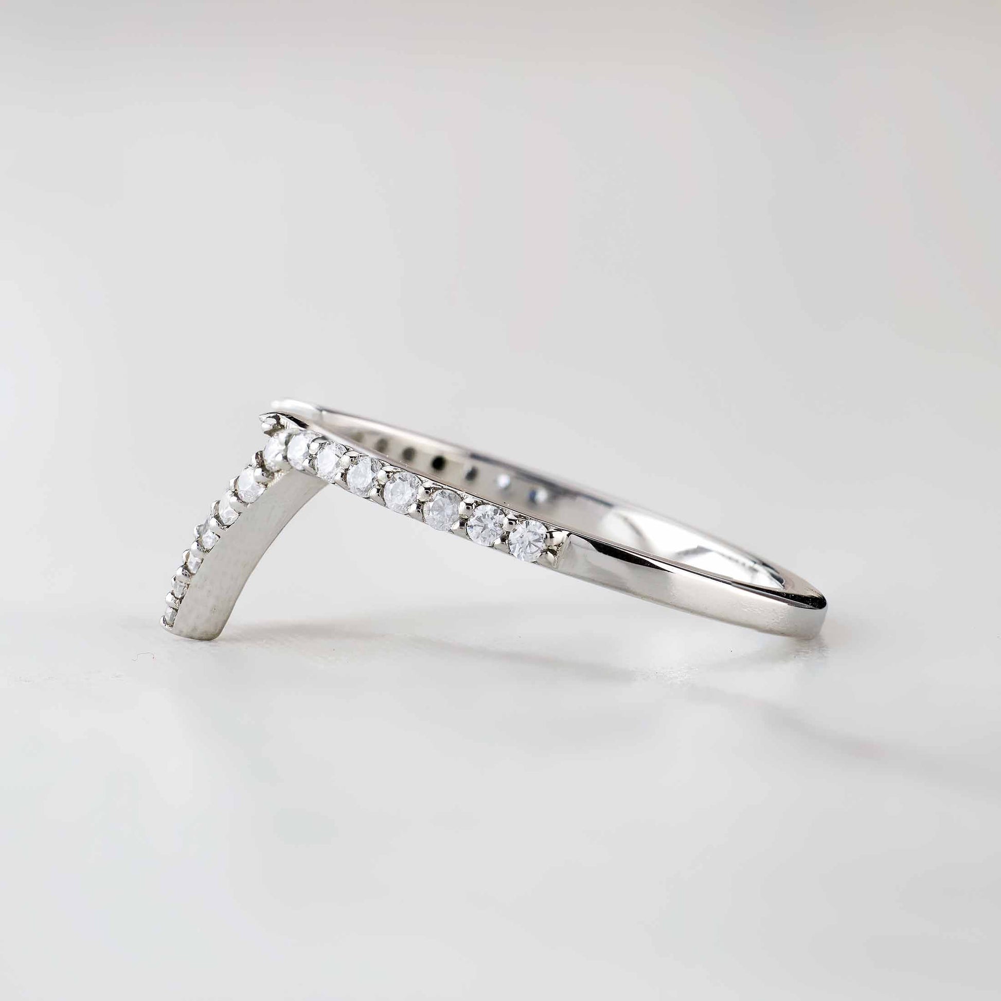 Kite Wedding Band Enhancer Guard AAA CZ Diamond Sterling Silver