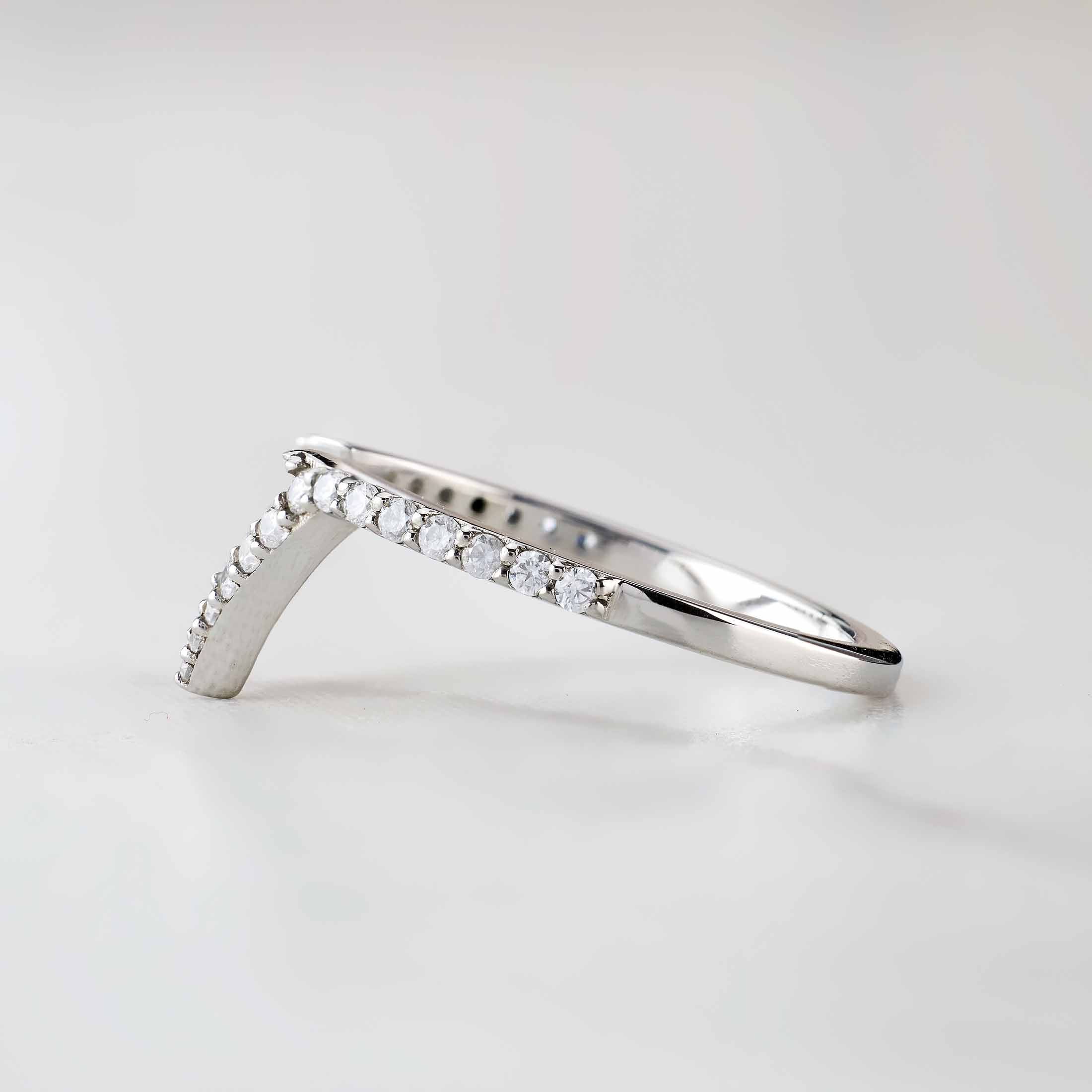 Kite Wedding Band Enhancer Guard AAA CZ Diamond Sterling Silver