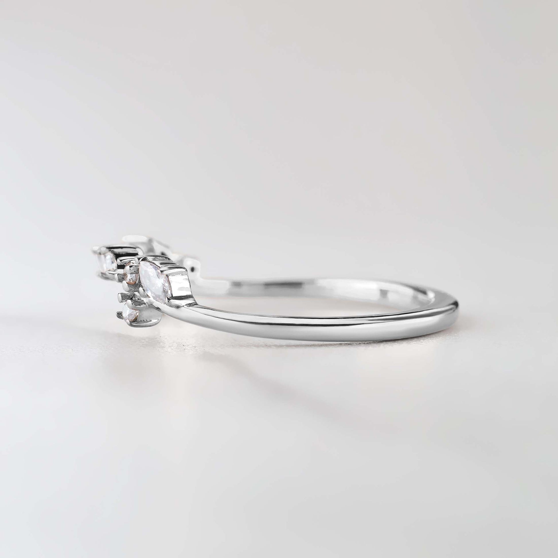 Open Ring Enhancer Wedding Band Women Art Deco AAA CZ 925 Sterling Silver