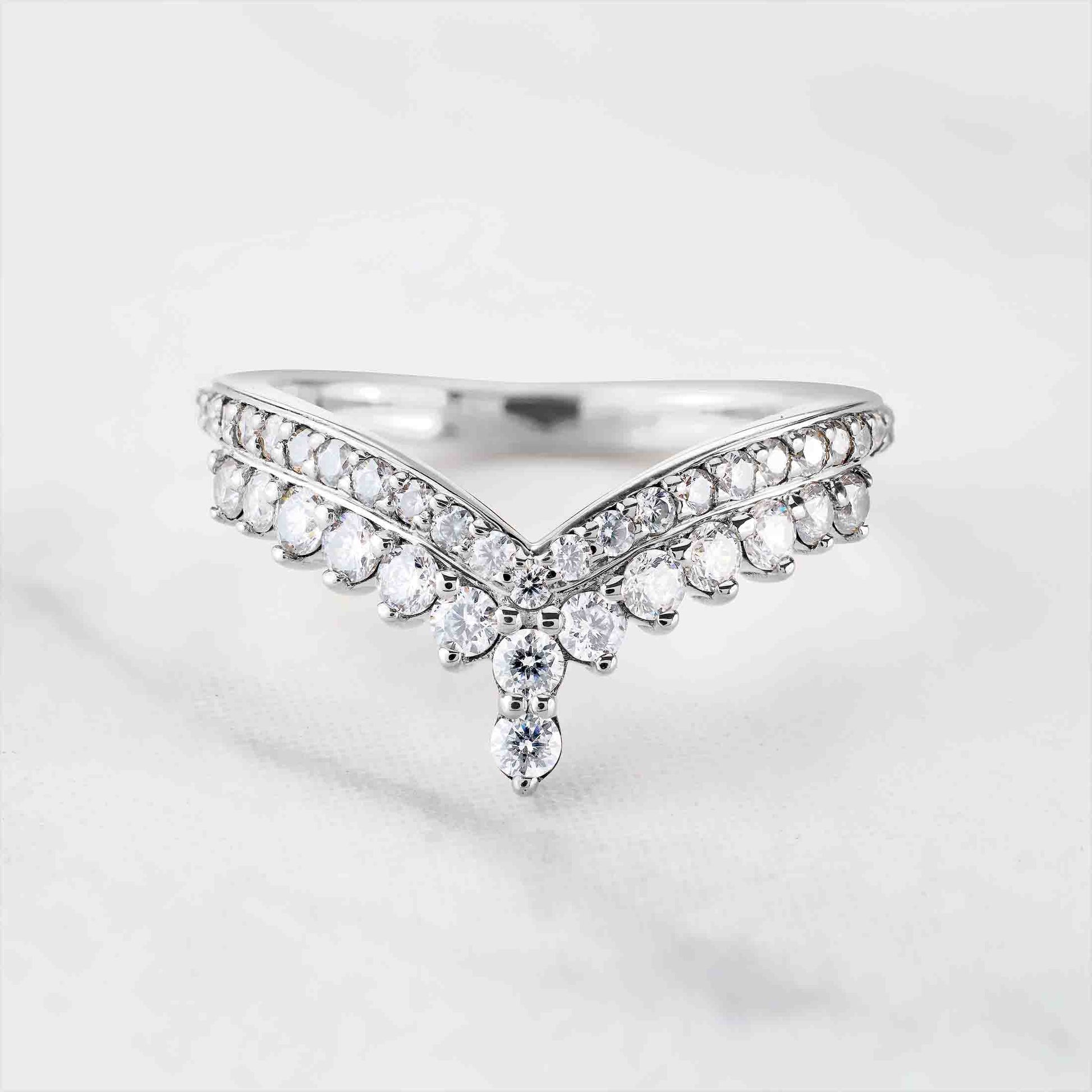 Art Deco Ring Enhancer Guard Moissanite Wedding Band Chevron