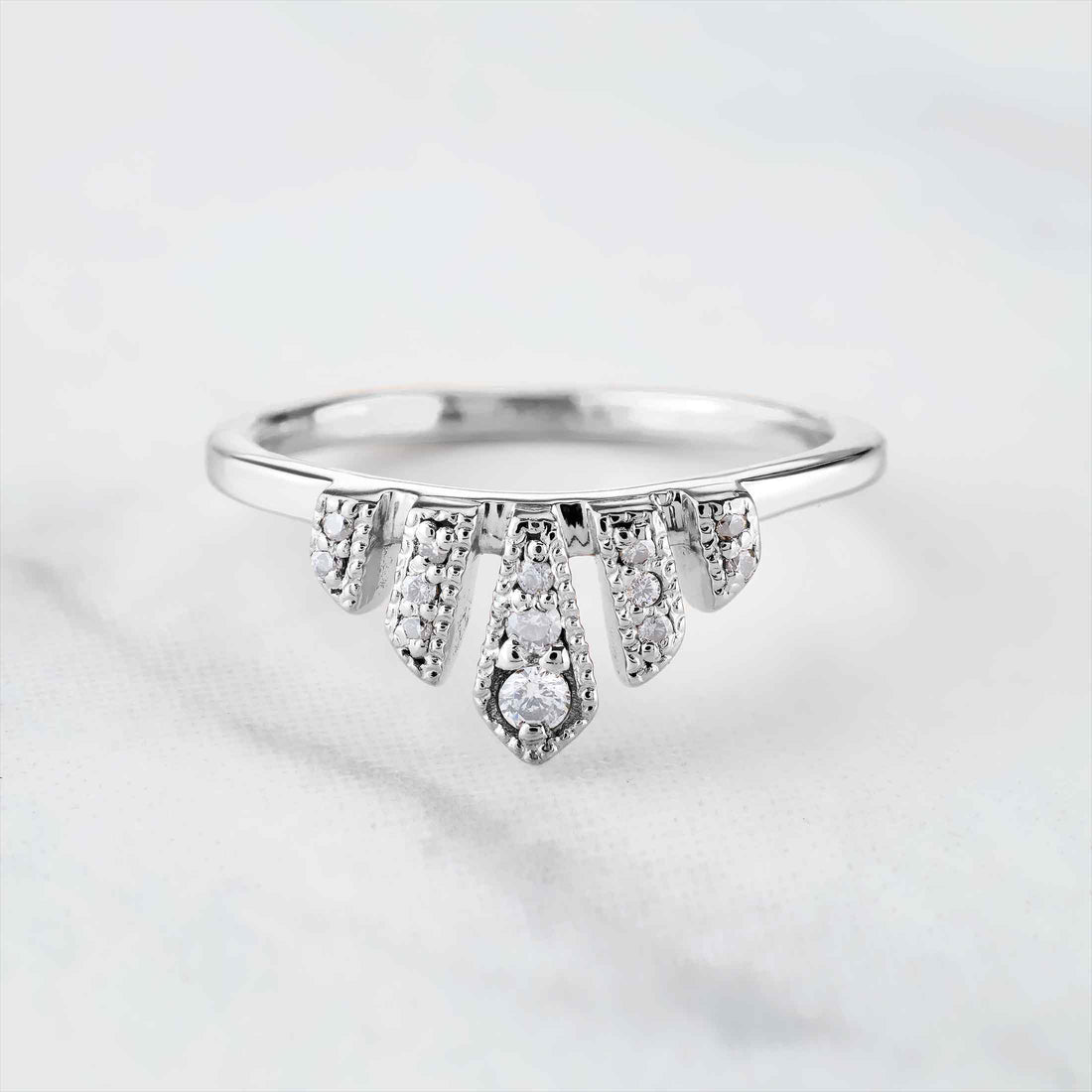 Moissanite Tiara Ring Stacking Wedding Band Anniversary Gift