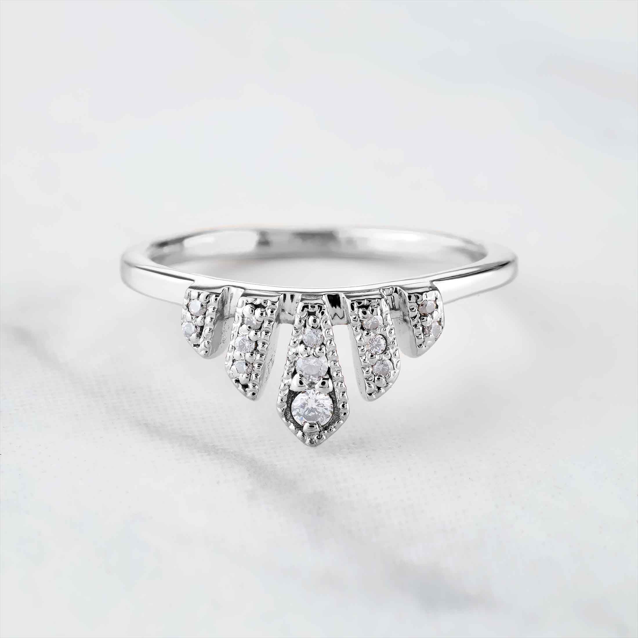Moissanite Tiara Ring Stacking Wedding Band Anniversary Gift