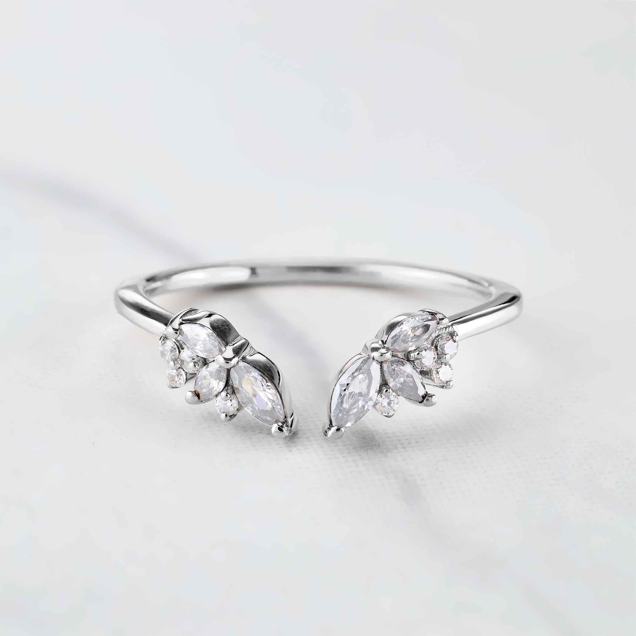 Open Ring Enhancer Cluster Moissanite Vintage Wedding Band