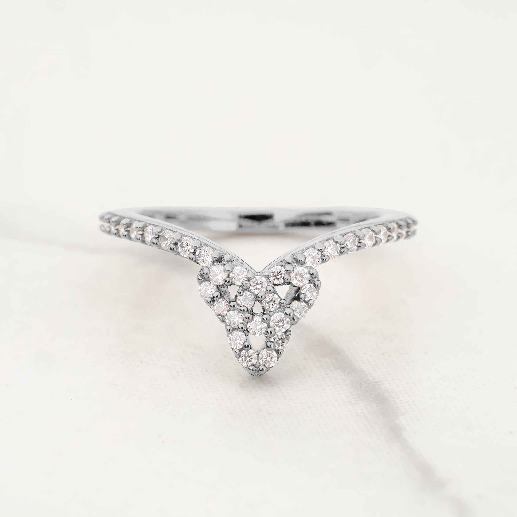 Celtic Trinity Ring Enhancer Moissanite Diamond Curved Wedding Band White Gold Rose Gold Stacking