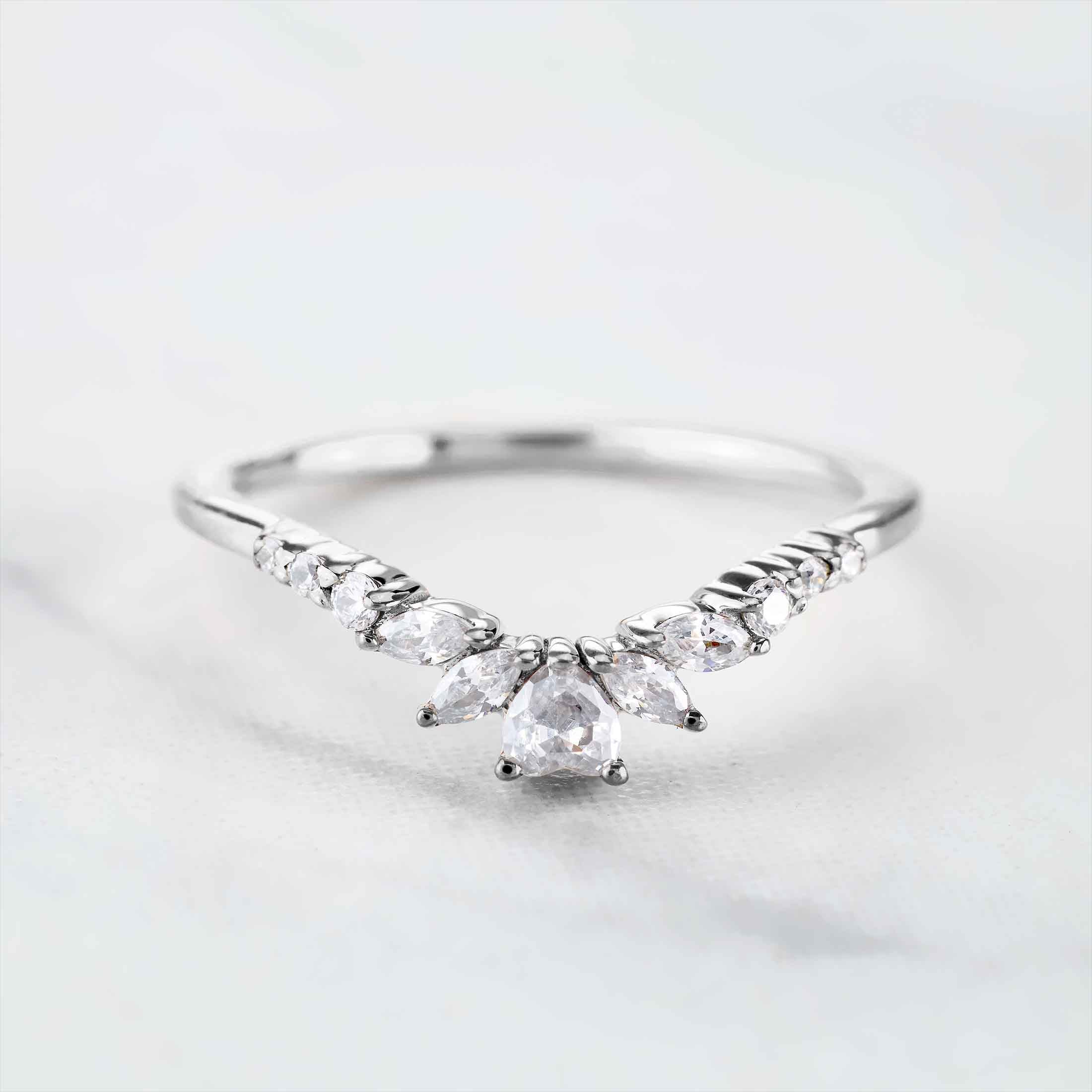 Curved Wedding Band Moissanite Engagement Ring Enhancer Guard Stack