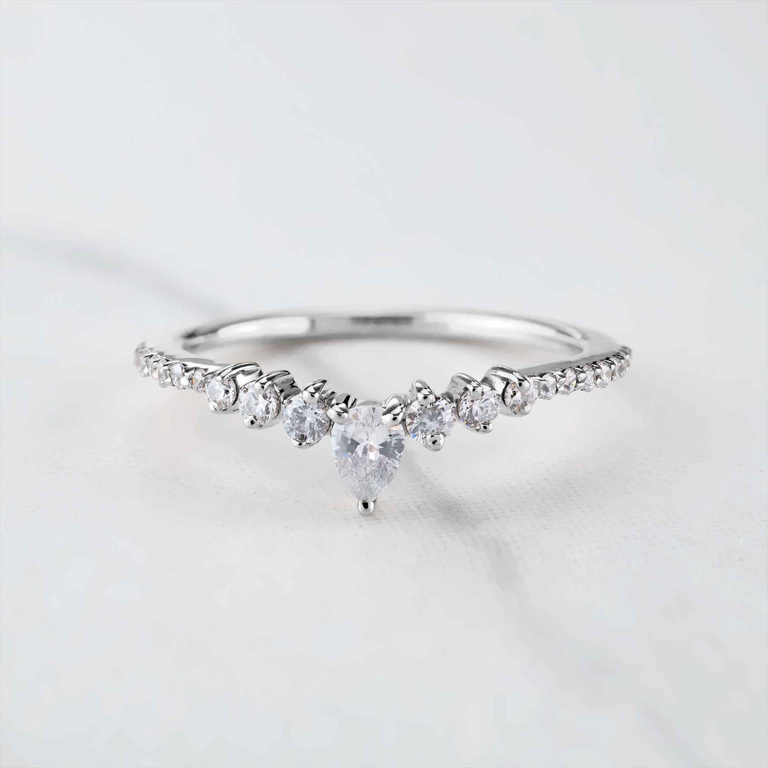 Curved Enhancer Wedding Band Tiara Style AAA CZ Diamond Engagement Ring Art Deco