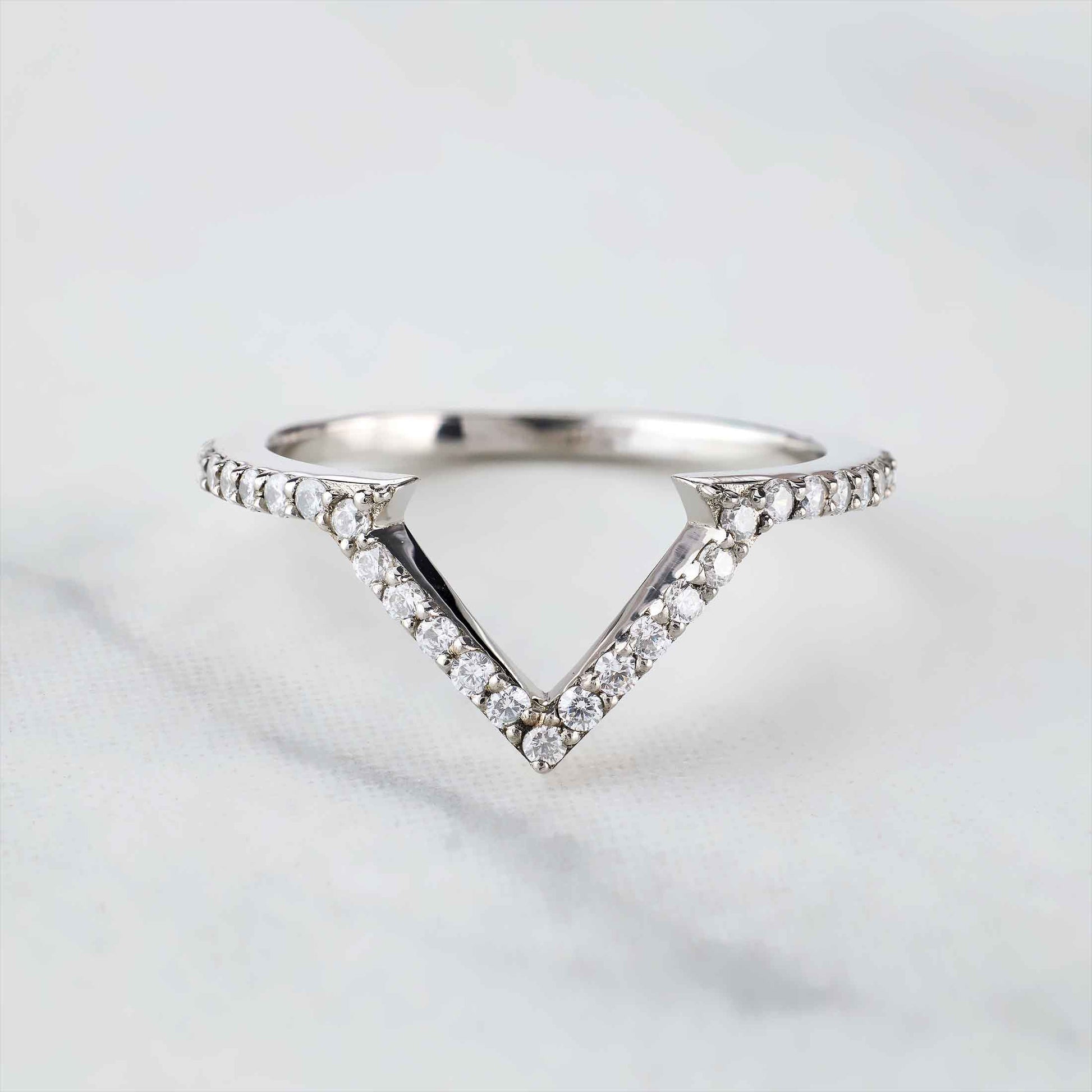 V Shaped Wedding Band Moissanite Chevron Ring Enhancer