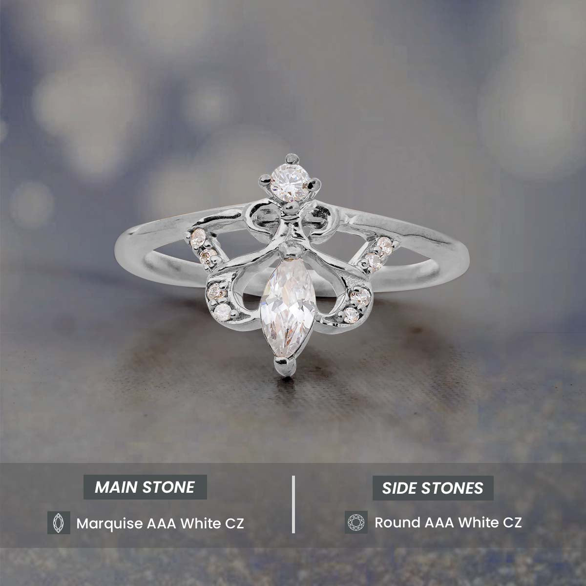 Tiara Wedding Ring Moissanite Diamond Vintage Engagement Rings Rose Gold White Gold