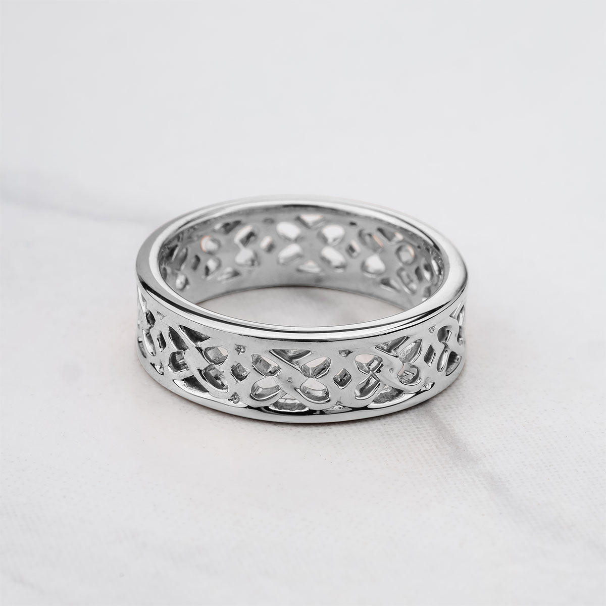 Women's Celtic Wedding Band Interlocked Heart Anniversary Band