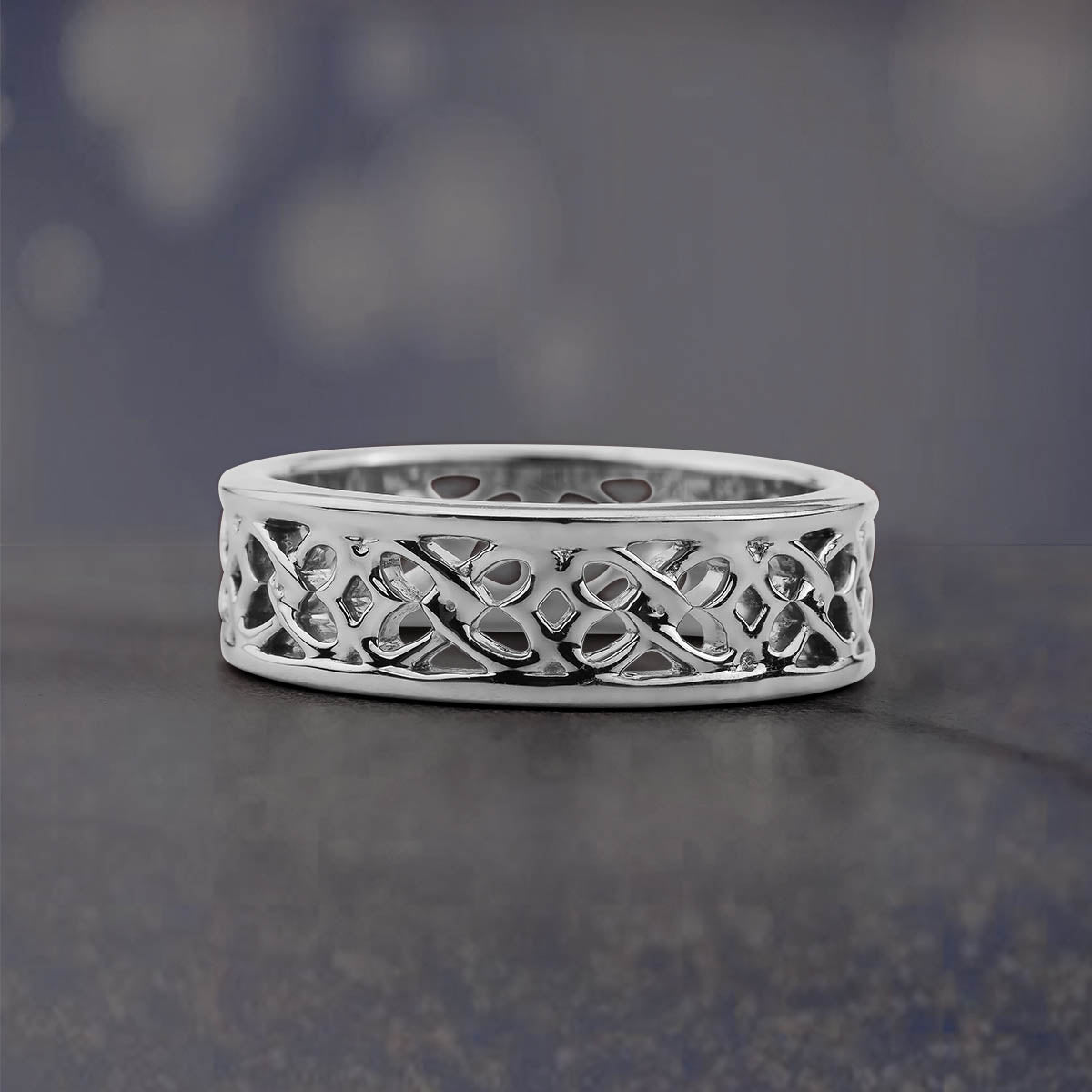 Women's Celtic Wedding Band Interlocked Heart Anniversary Band