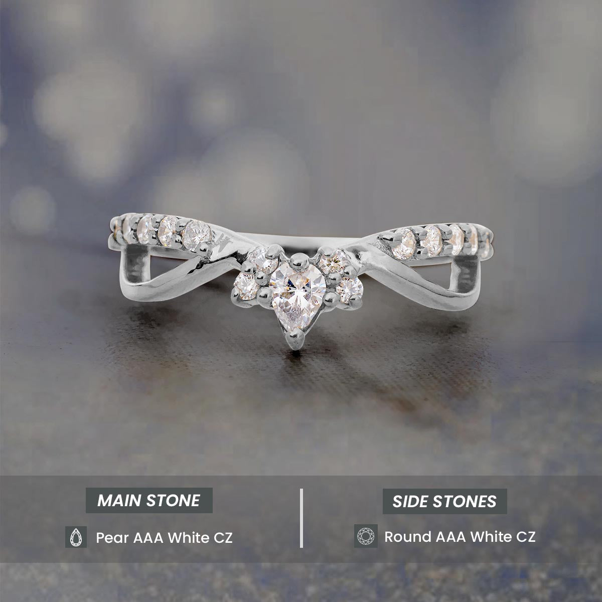 Fancy Ring Enhancer CZ Diamond Curved Wedding Band Stack