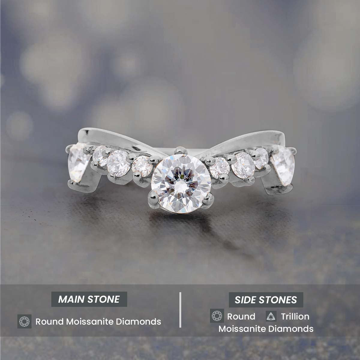 Moissanite Diamond Ring Enhancer Curved Wedding Band Rose Gold White Gold Stacking