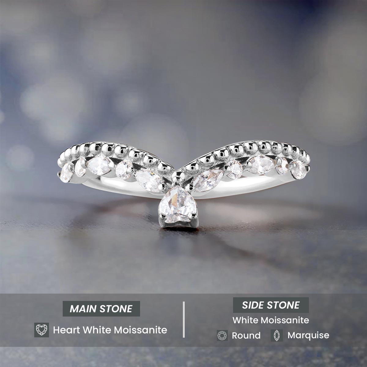 Art Deco Wedding Ring Enhancer Heart Diamond Promise Band