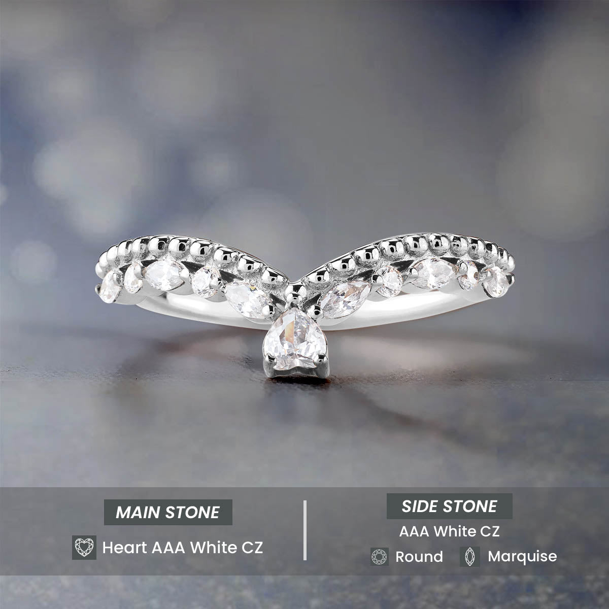 Art Deco Wedding Ring Enhancer Heart Diamond Promise Band