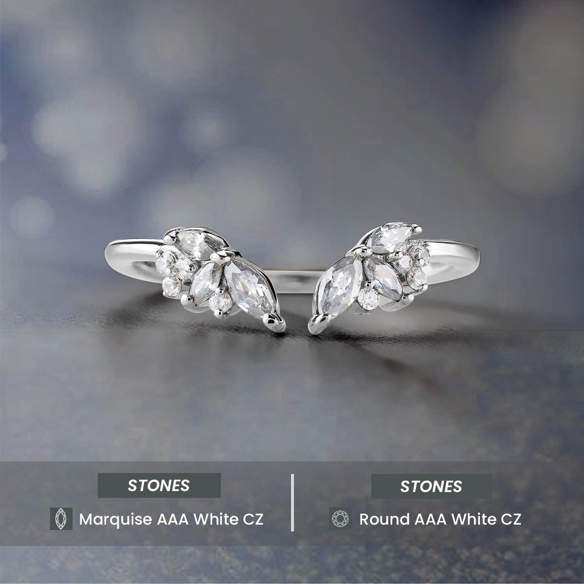 Open Wedding Ring Enhancer AAA CZ Diamond Stacking Band