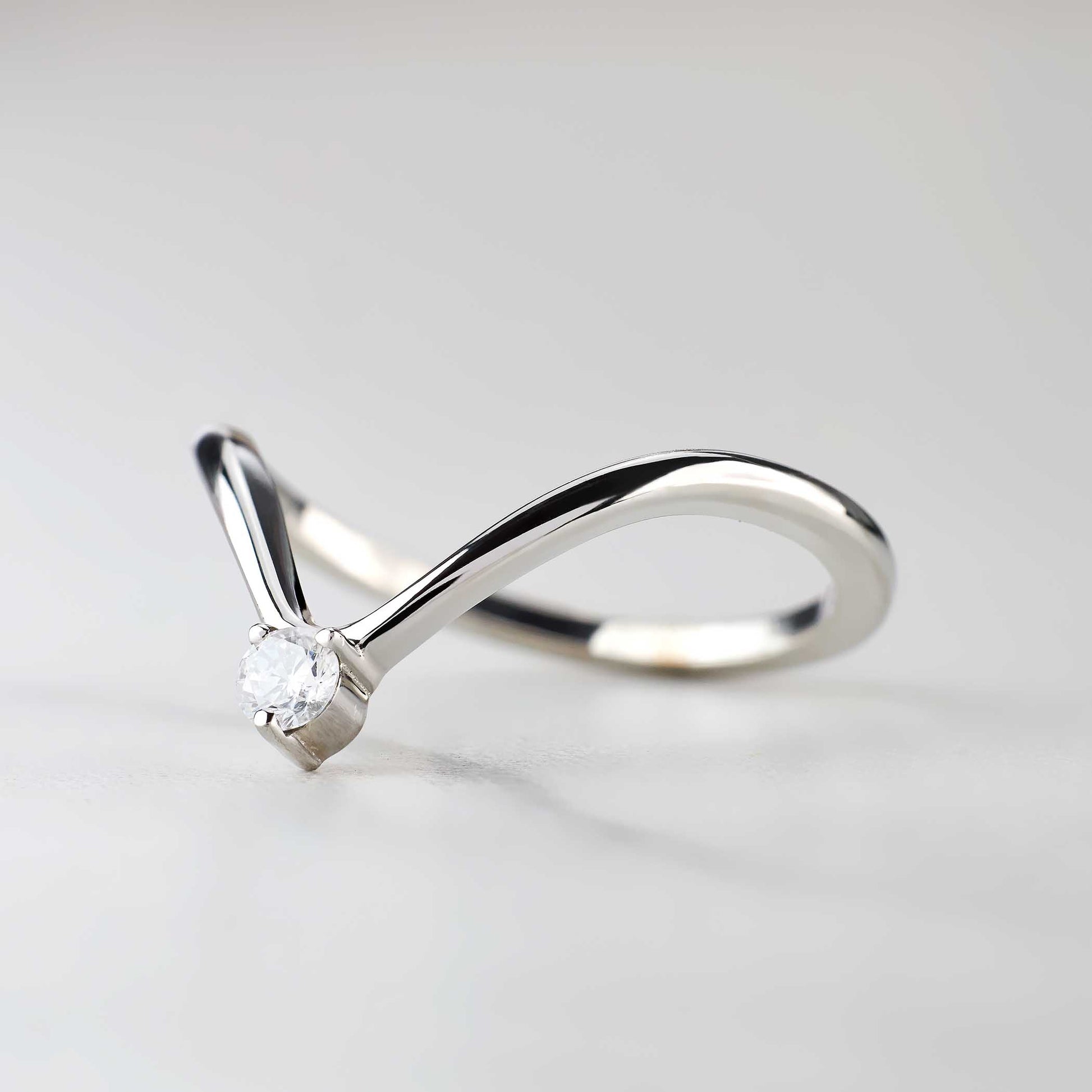 Deep Curved Wedding Band CZ Diamond Chevron Ring Enhancer