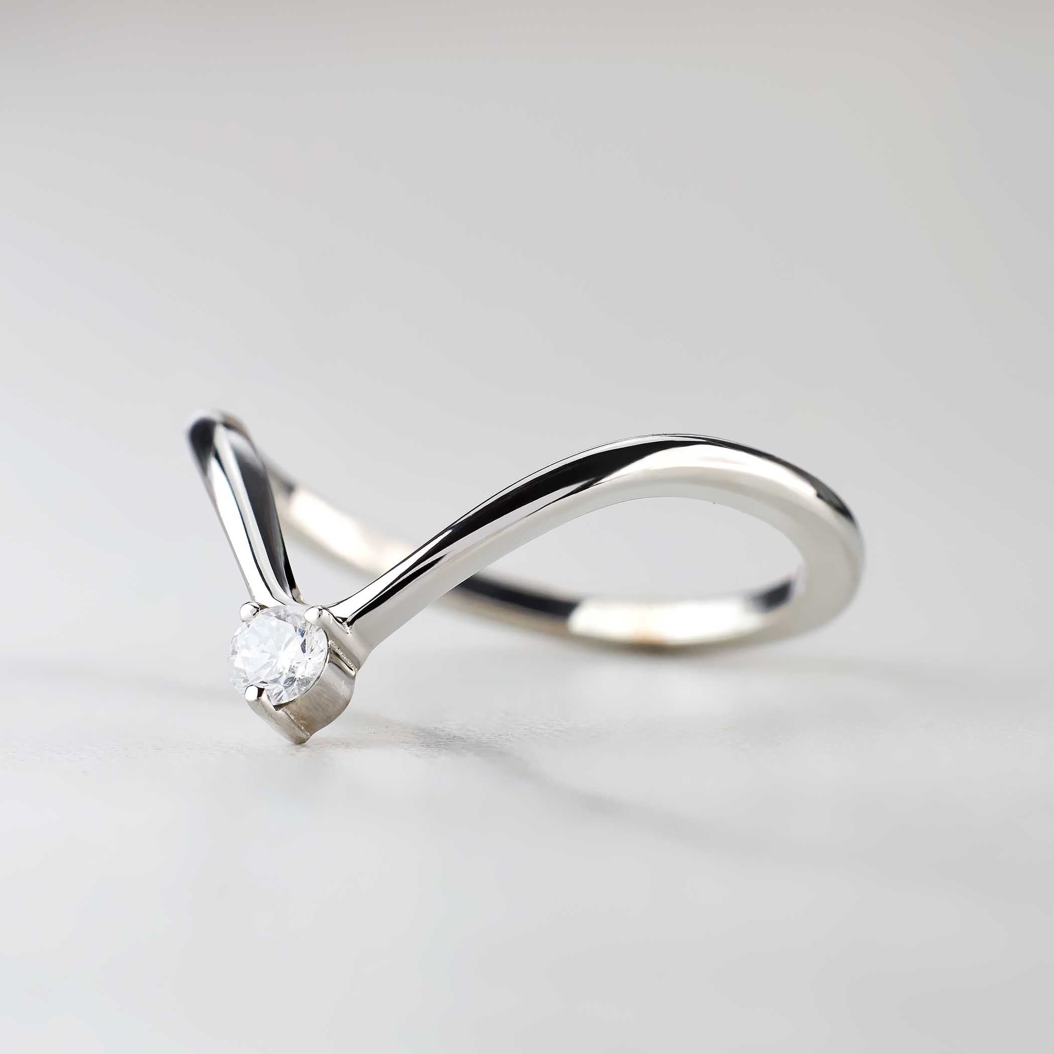 Deep Curved Wedding Band CZ Diamond Chevron Ring Enhancer