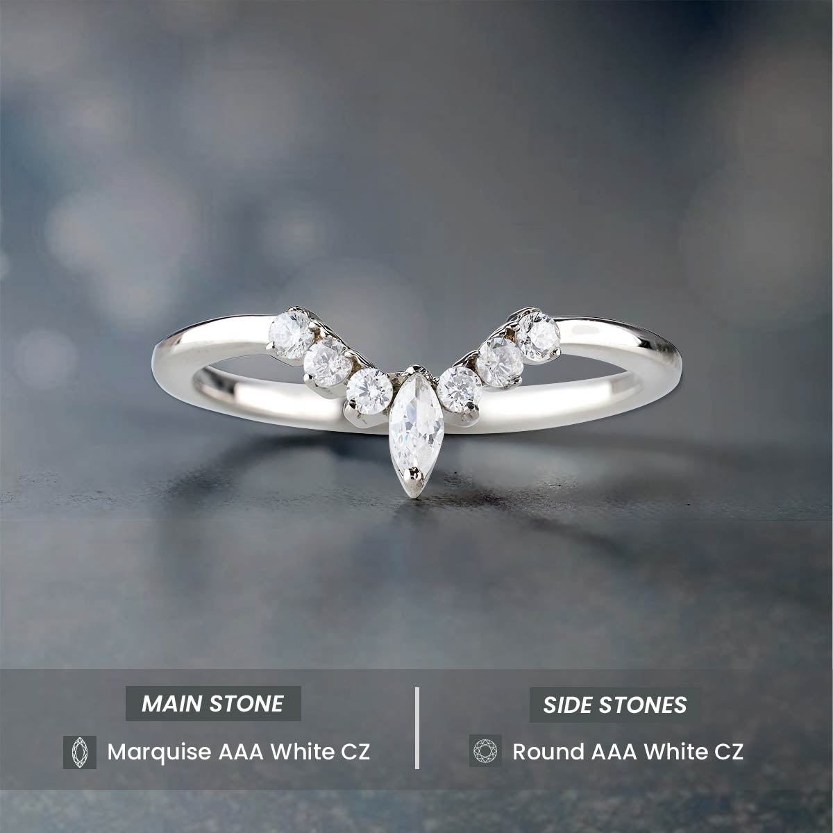 Enhancer Curved Wedding Band AAA CZ Diamond Engagement Ring 14k Rose Gold