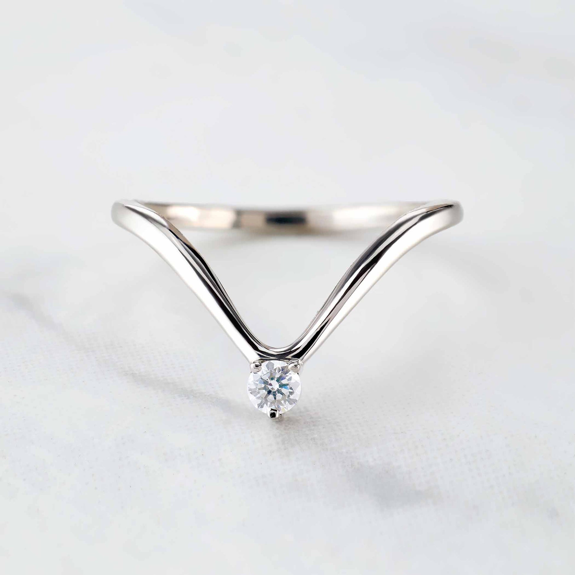 Deep Curved Ring Enhancer Chevron Knuckle Moissanite Ring