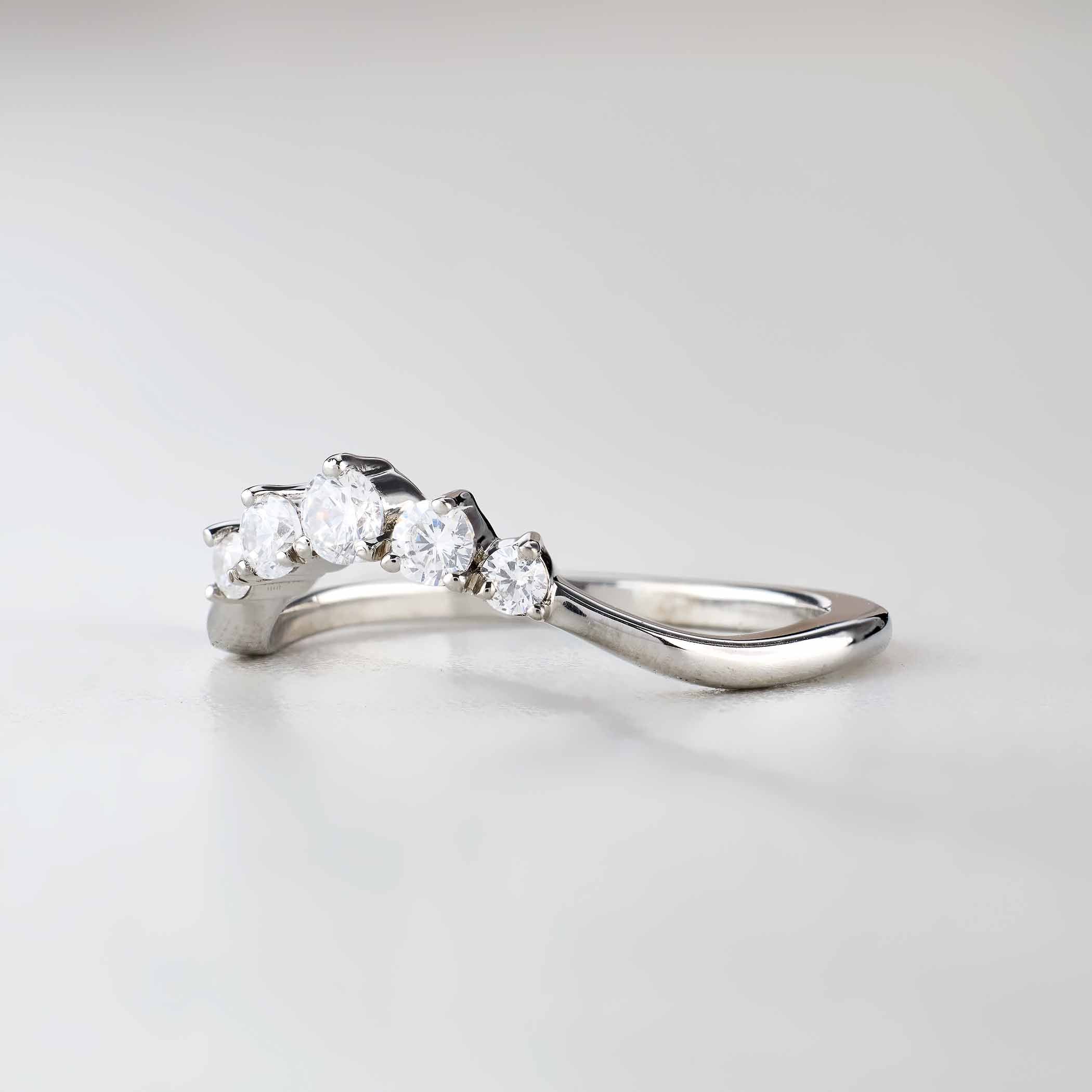 Diamond Ring Enhancer Curved Wedding Band Silver Rose Gold