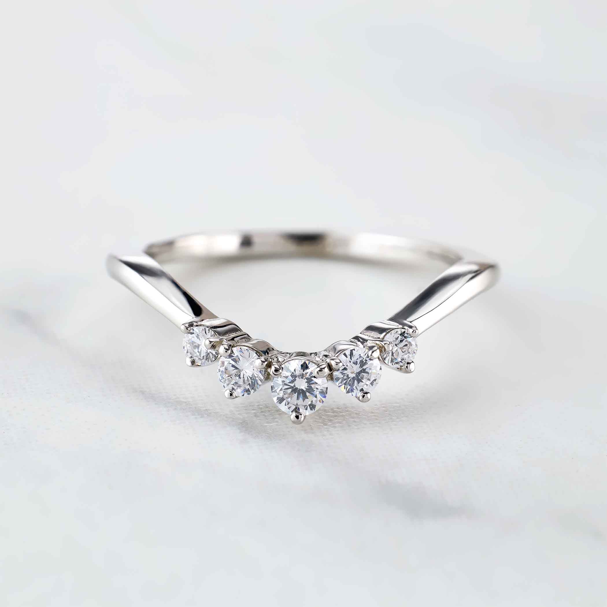 Diamond Ring Enhancer Curved Wedding Band Silver Rose Gold