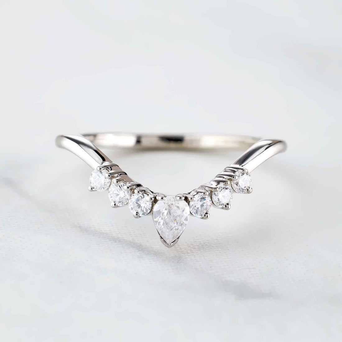 Moisanite Curved Wedding Band Ring Enhancer Silver Rose Gold