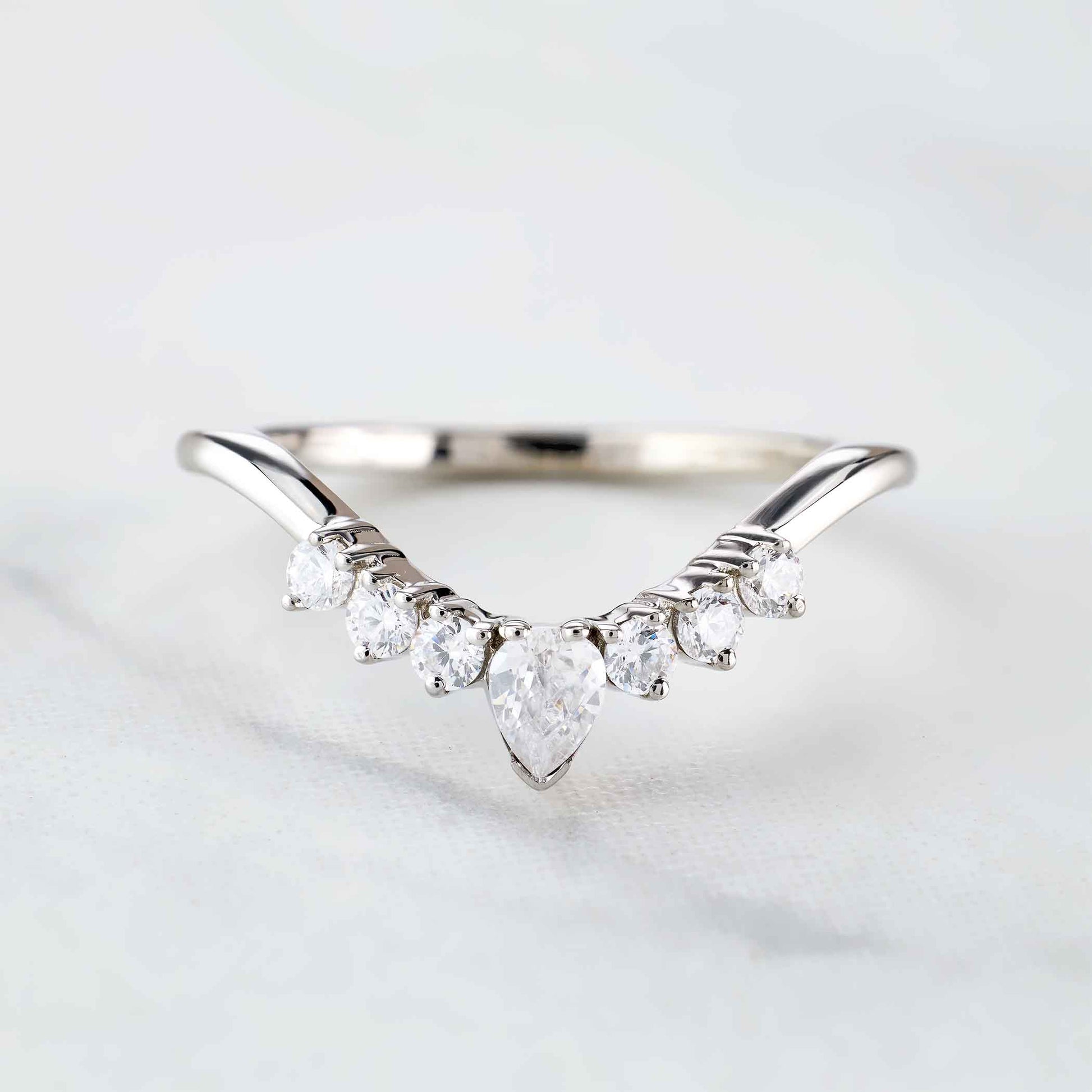Moisanite Curved Wedding Band Ring Enhancer Silver Rose Gold