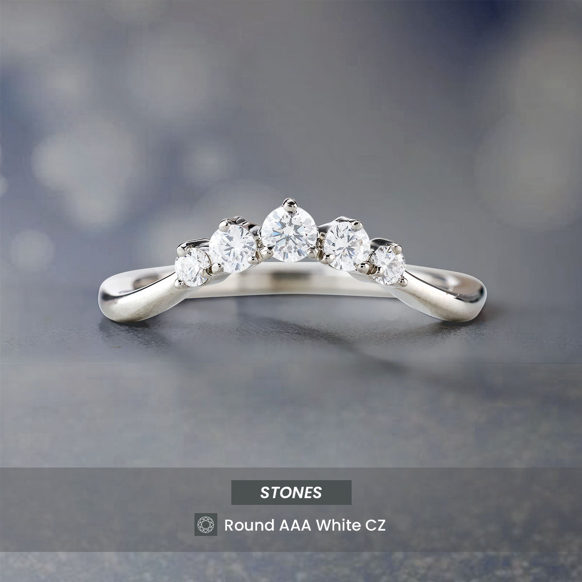 Diamond Ring Enhancer Curved Wedding Band Silver Rose Gold