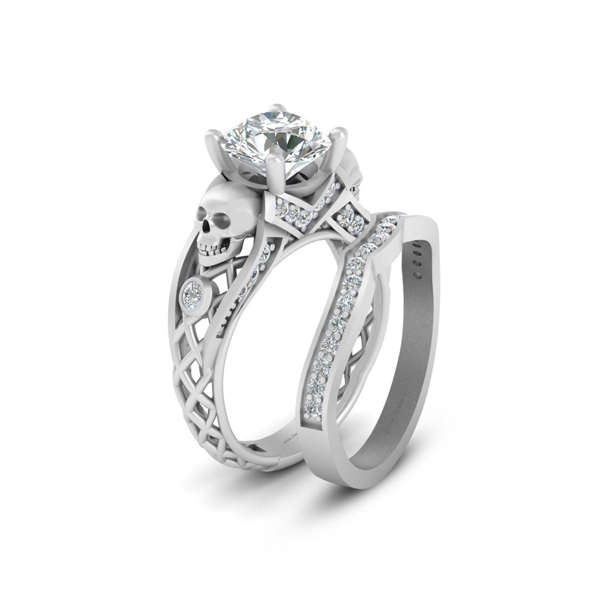 MESH SKULL ENGAGEMENT RING SET