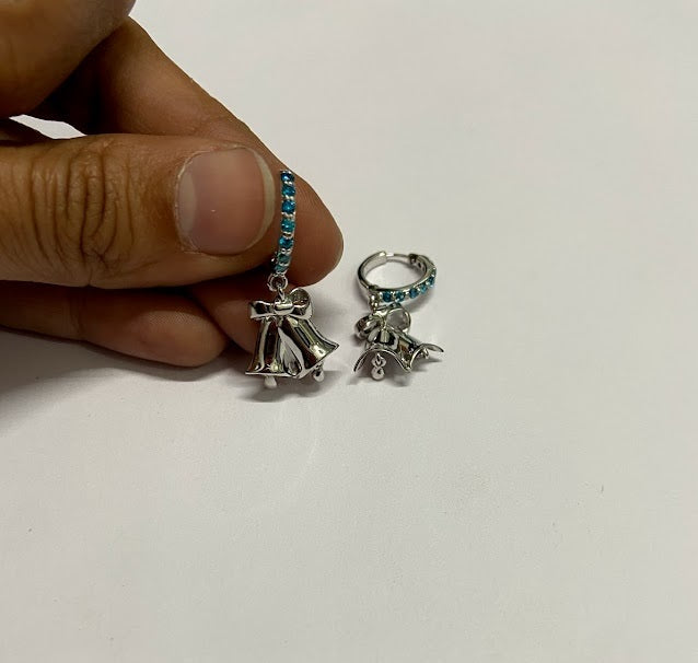 AQUA DIAMOND JINGLE BELL EARRINGS