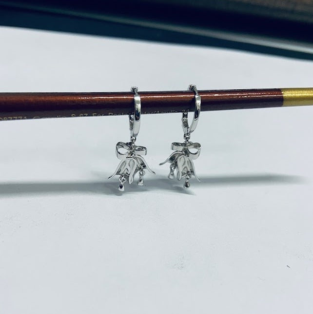 DIAMOND CHRISTMAS BELL EARRINGS SILVER