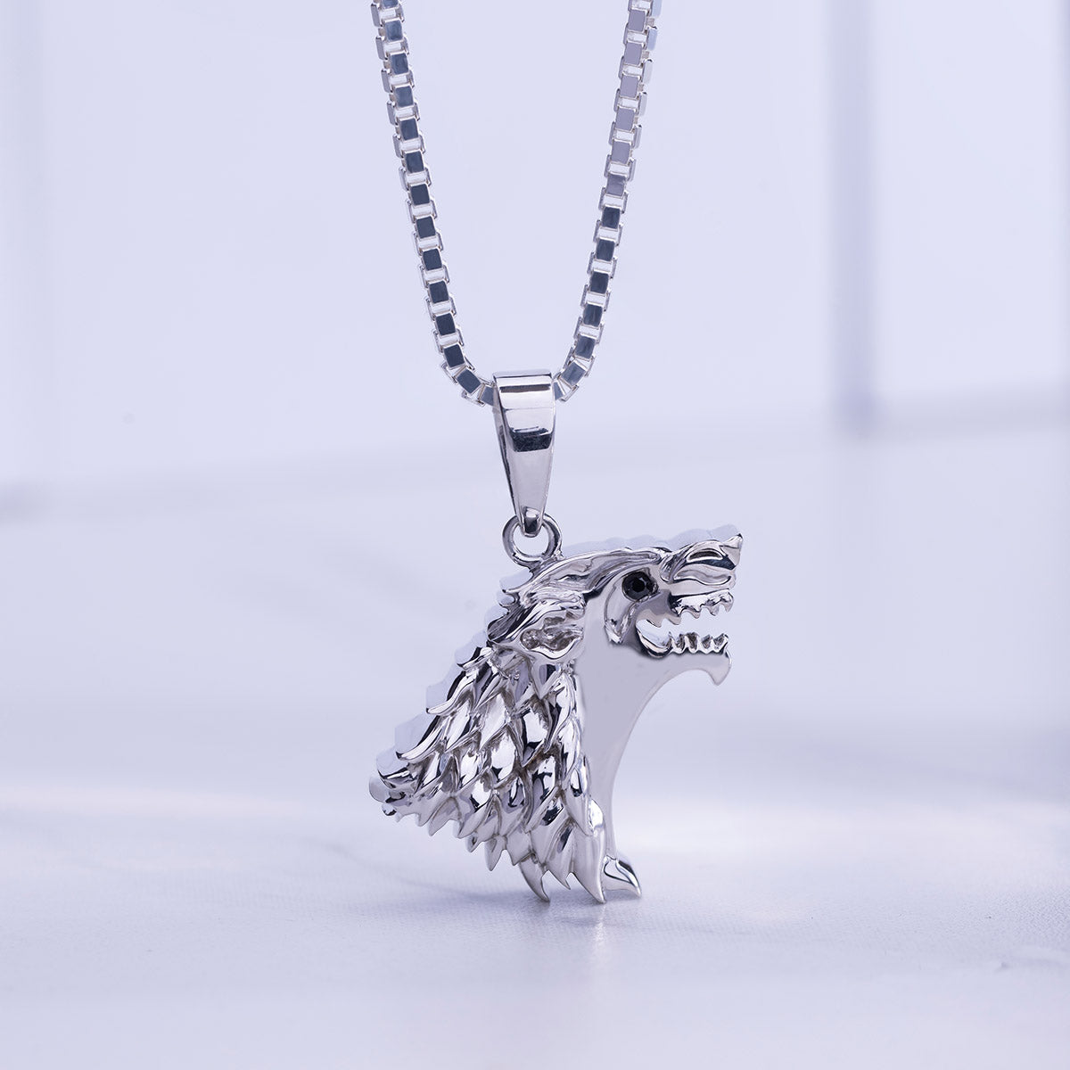 Wolf Pendant Necklace Wild Animal Jewelry 925 Sterling Silver