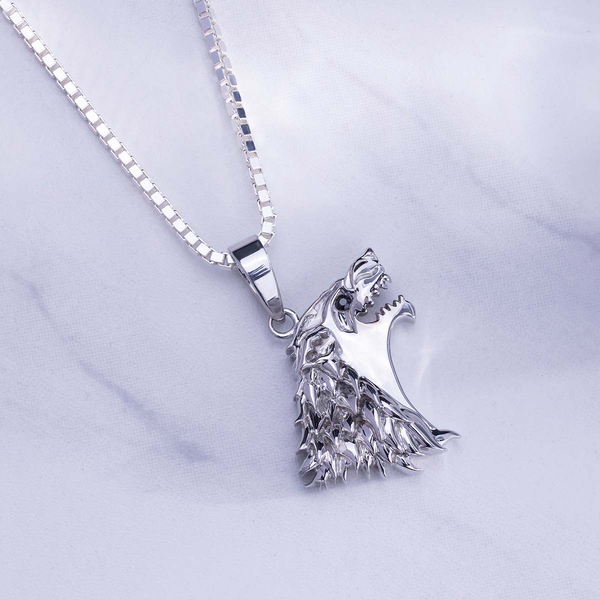 Wolf Pendant Necklace Wild Animal Jewelry 925 Sterling Silver