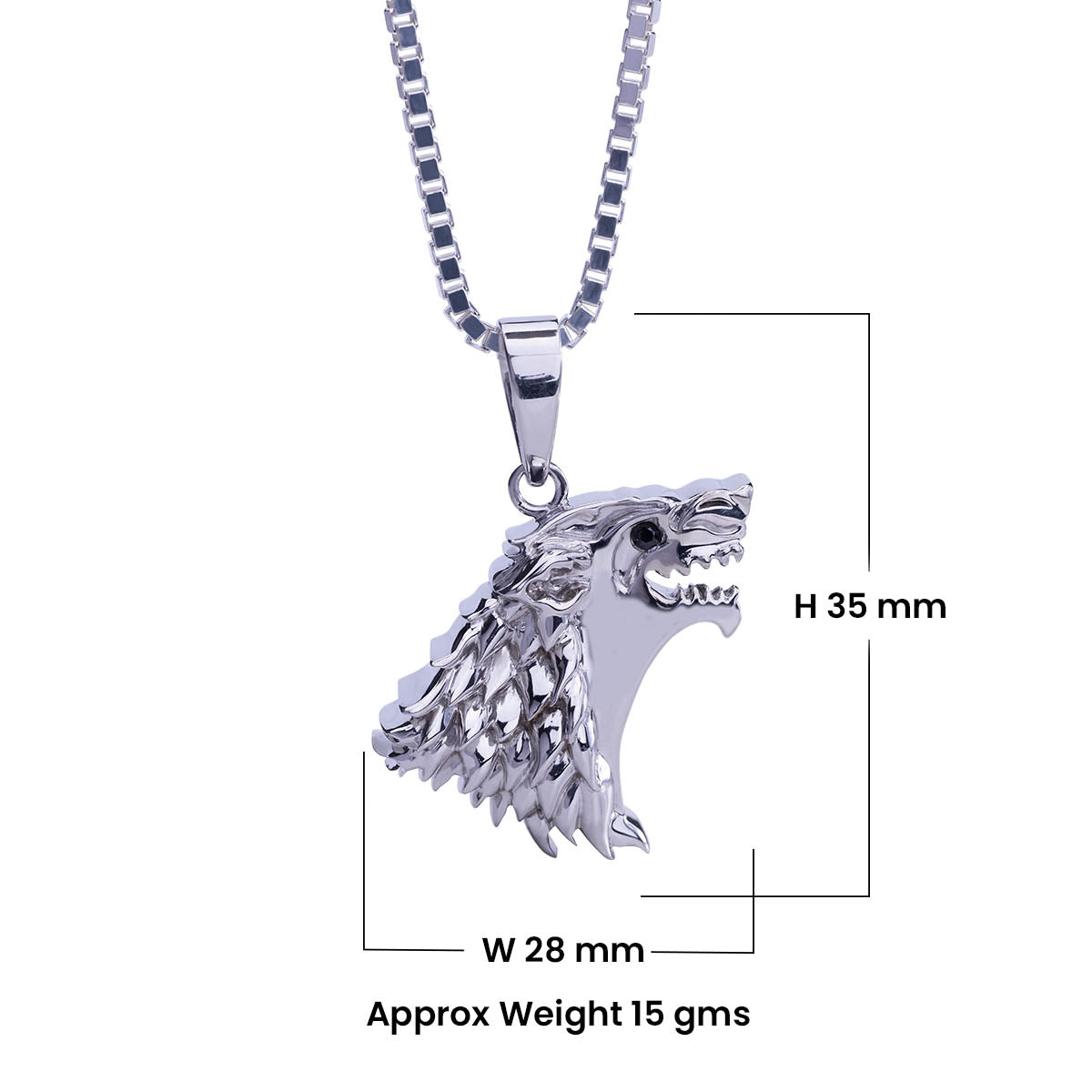 Wolf Pendant Necklace Wild Animal Jewelry 925 Sterling Silver