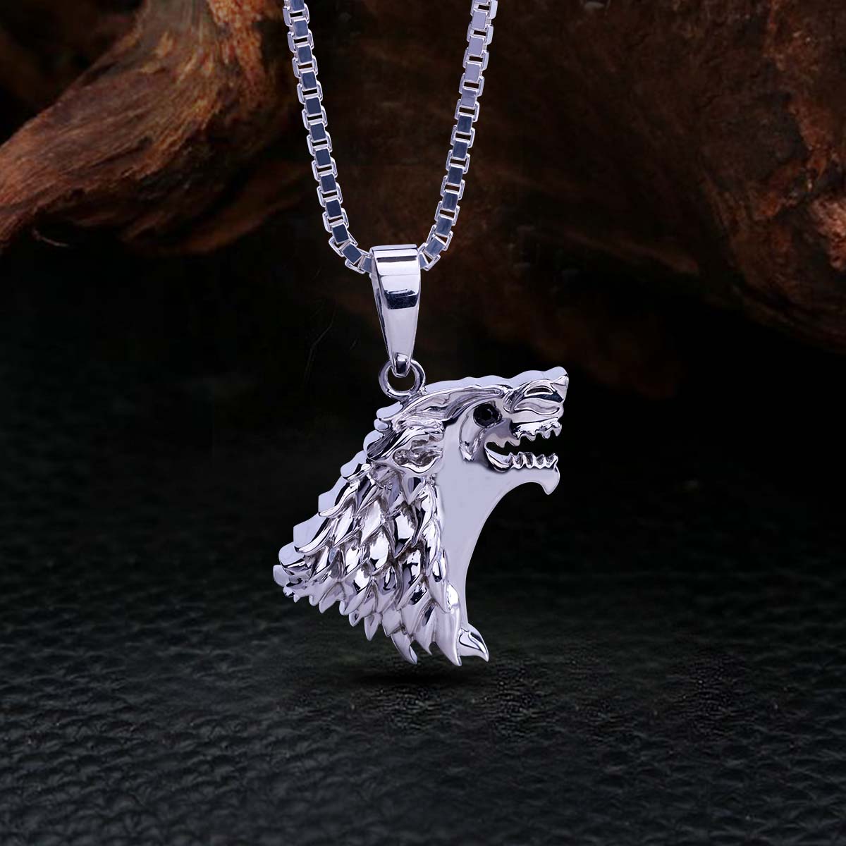 Wolf Pendant Necklace Wild Animal Jewelry 925 Sterling Silver