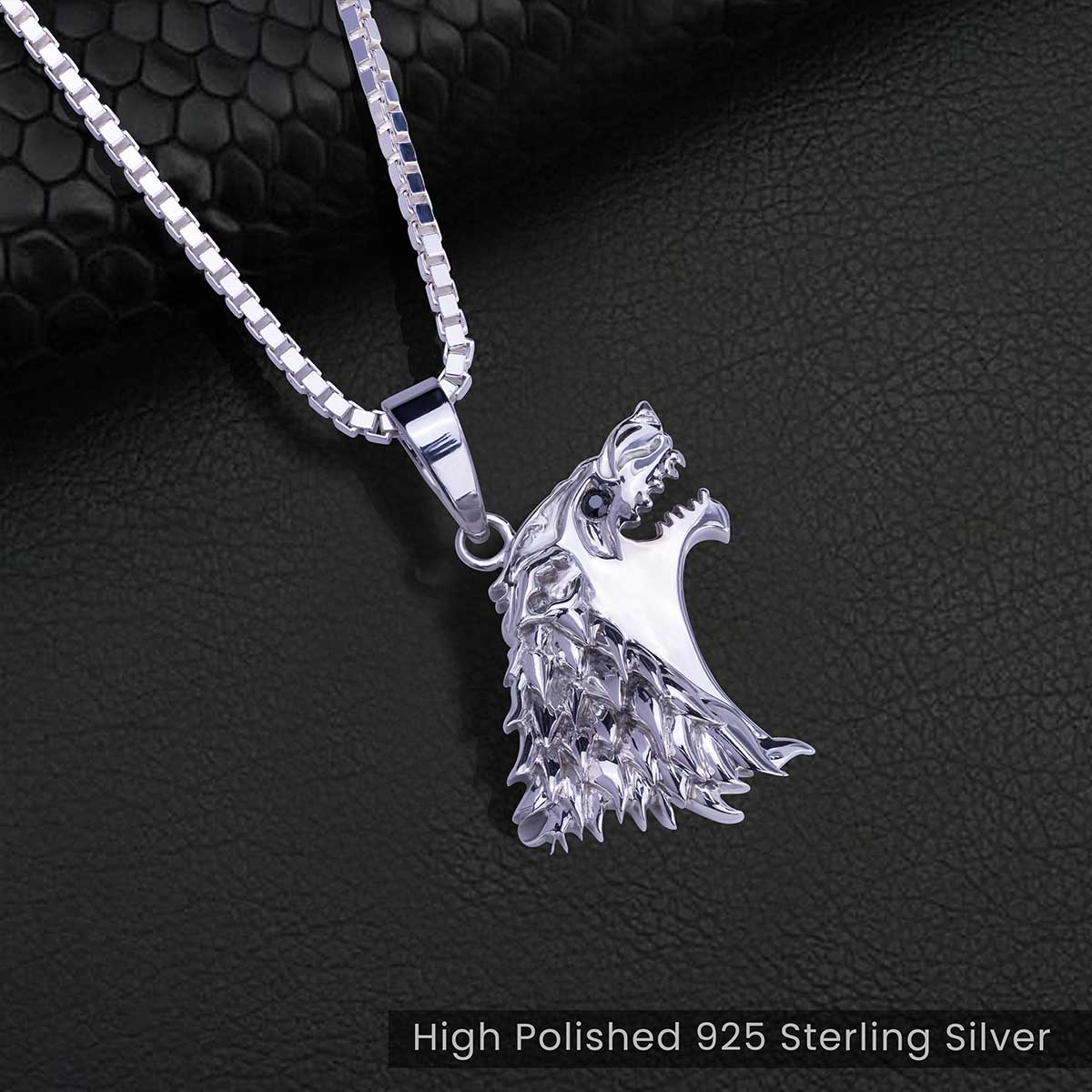 Wolf Pendant Necklace Wild Animal Jewelry 925 Sterling Silver