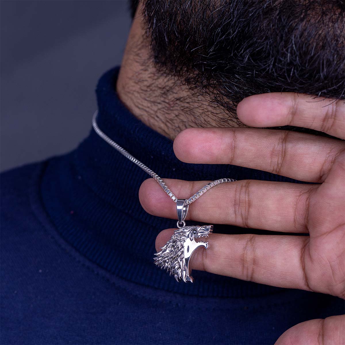 Wolf Pendant Necklace Wild Animal Jewelry 925 Sterling Silver