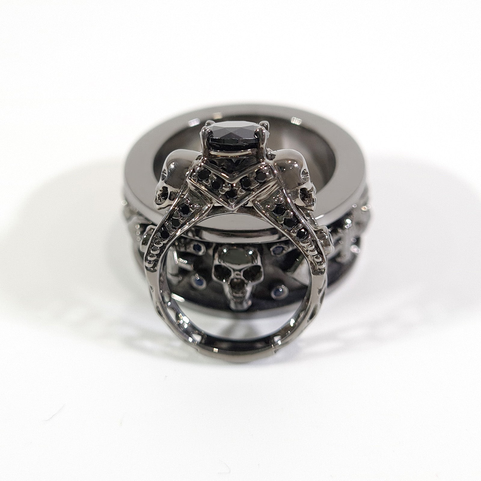 Matching Skull Wedding Ring Set