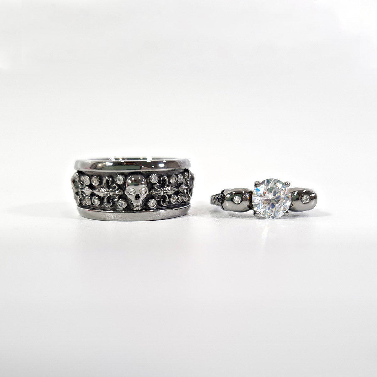 DIAMOND SKULL WEDDING RINGS