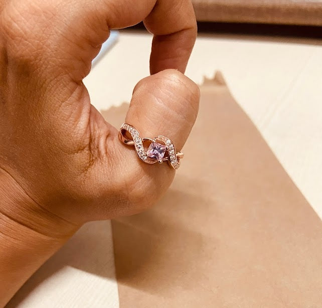 ROSE QUARTZ ENGAGEMENT RING FOR HER