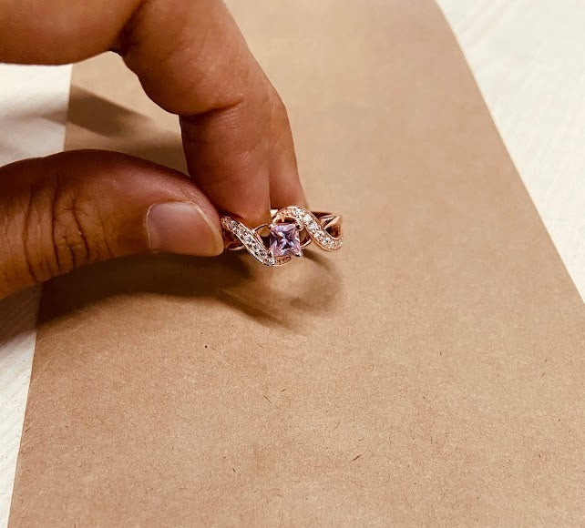 ROSE QUARTZ ENGAGEMENT RING FOR HER