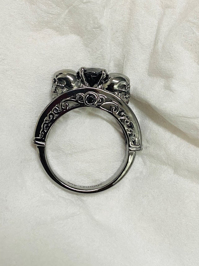 Onyx Skull Engagement Ring