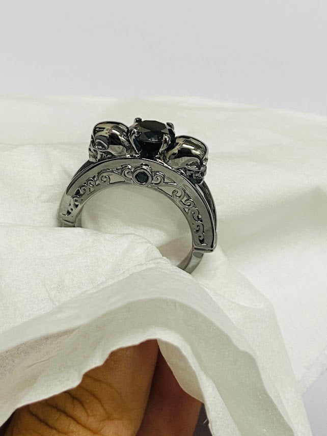 Onyx Skull Engagement Ring