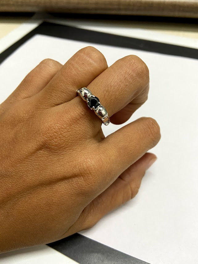 Onyx Filigree Skull Wedding Ring