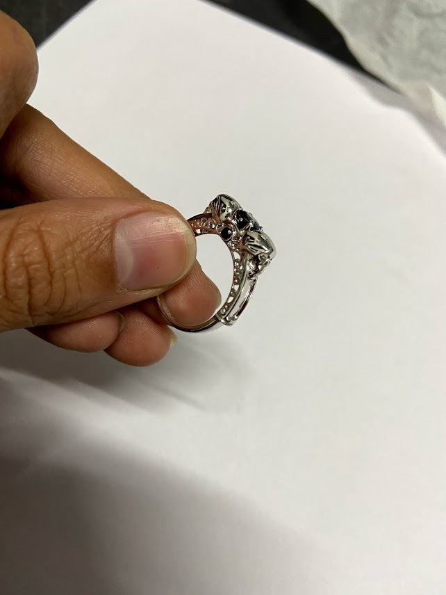 Onyx Filigree Skull Wedding Ring