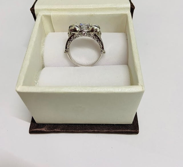 Filigree Diamond Skull Engagement Ring
