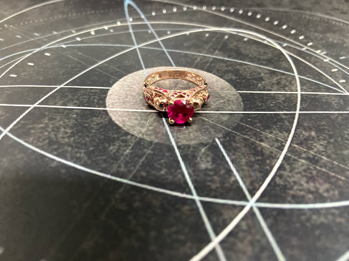 Ruby Gothic Skull Ring