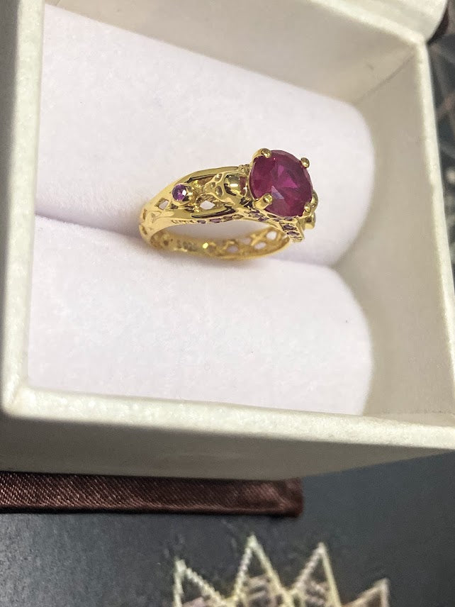 RUBY SKULL WEDDING RING